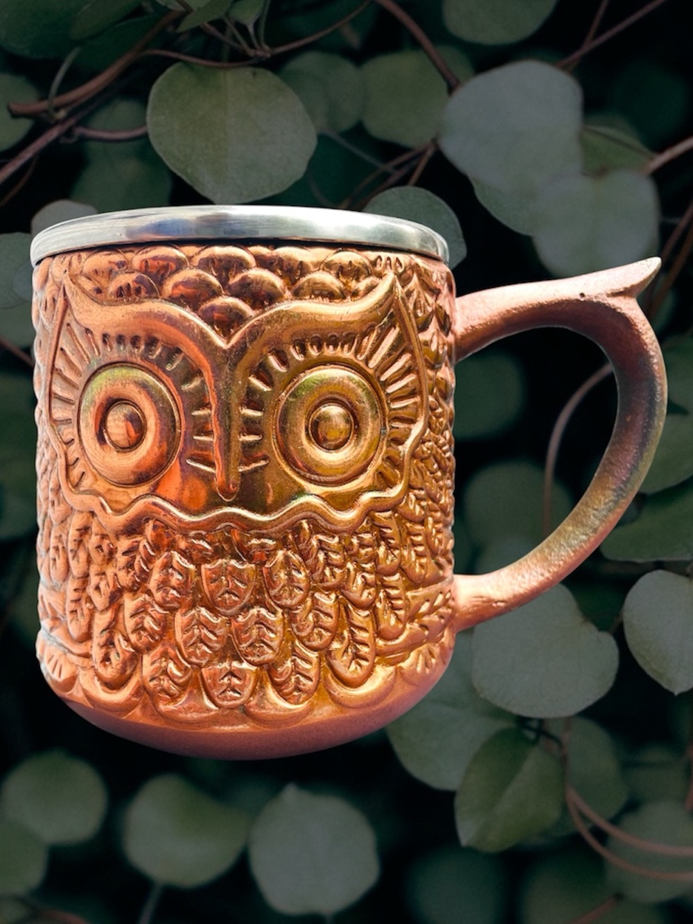 Pier 1 Imports Owl Moscow Mule Mug Stainless Steel Copper Plated Mug